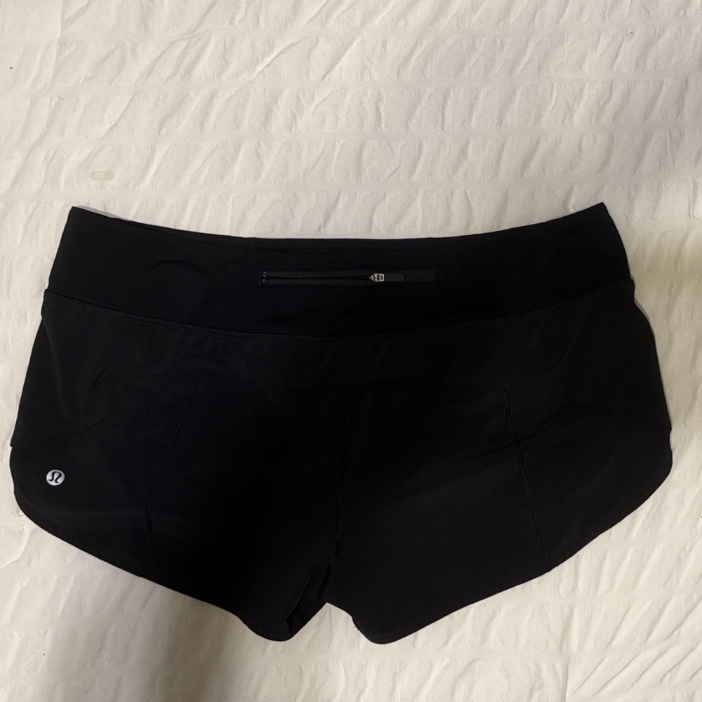 Black Lululemon running shorts with back Zipper Pocket